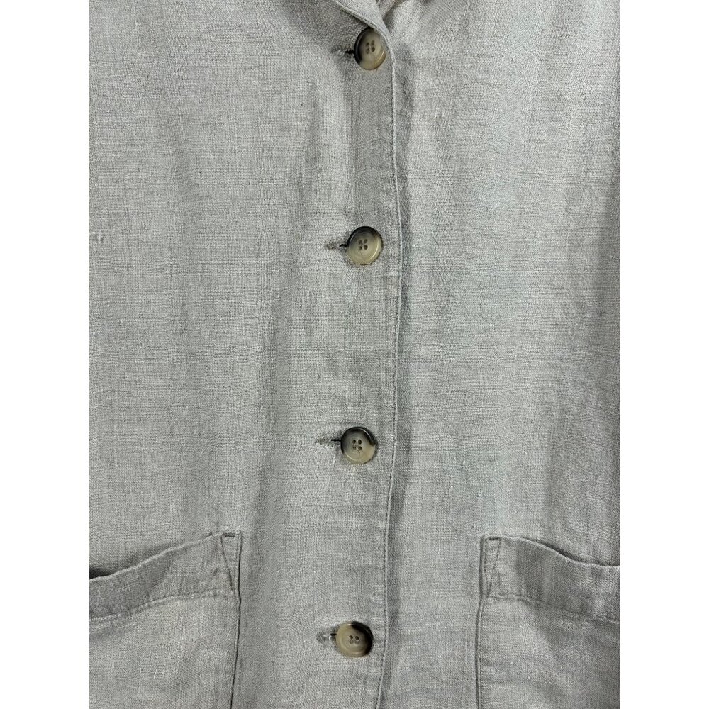 L.O.G.G. Linen Jacket Women's Sz 12 Beige Lagenlook Casual Beachy Comfy Stylish - Picture 5 of 9